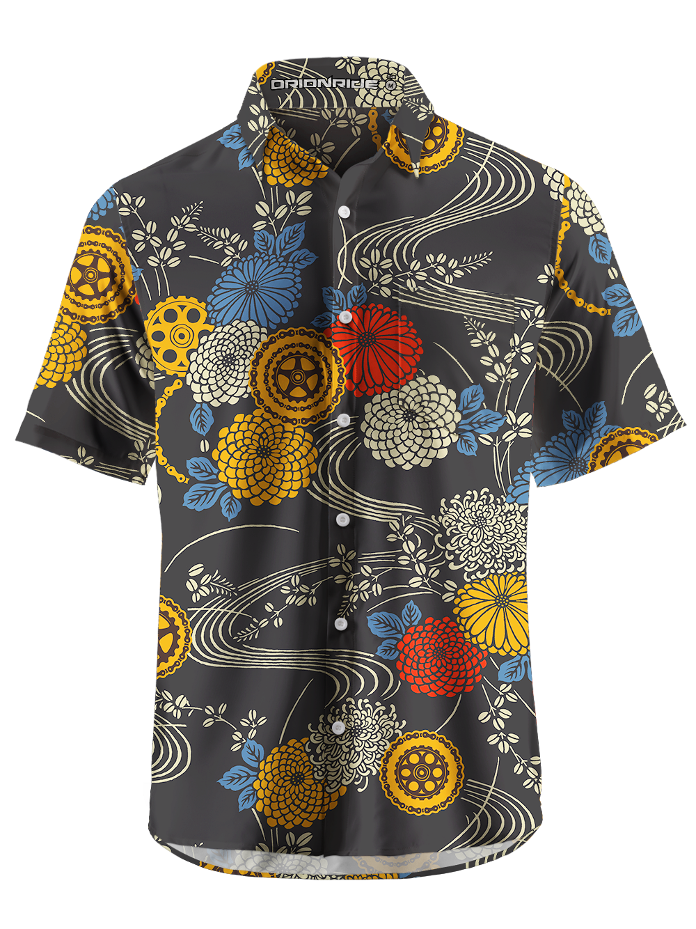 Orionride Chain Flower Hydrangea Zipper Pockets Ultra Lightweight Short Sleeves Gravel Shirt