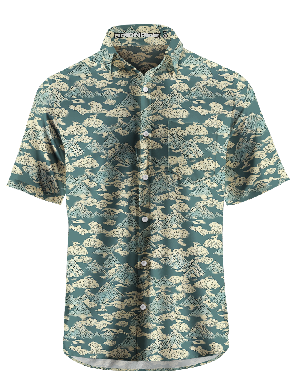 Orionride Unique Auspicious Clouds Zipper Pockets Ultra Lightweight Short Sleeves Gravel Shirt