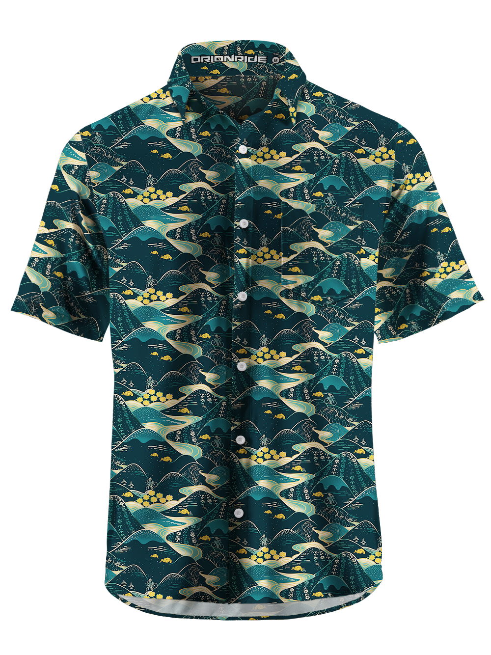 Orionride Mountains And Valleys Zipper Pockets Ultra Lightweight Short Sleeves Gravel Shirt