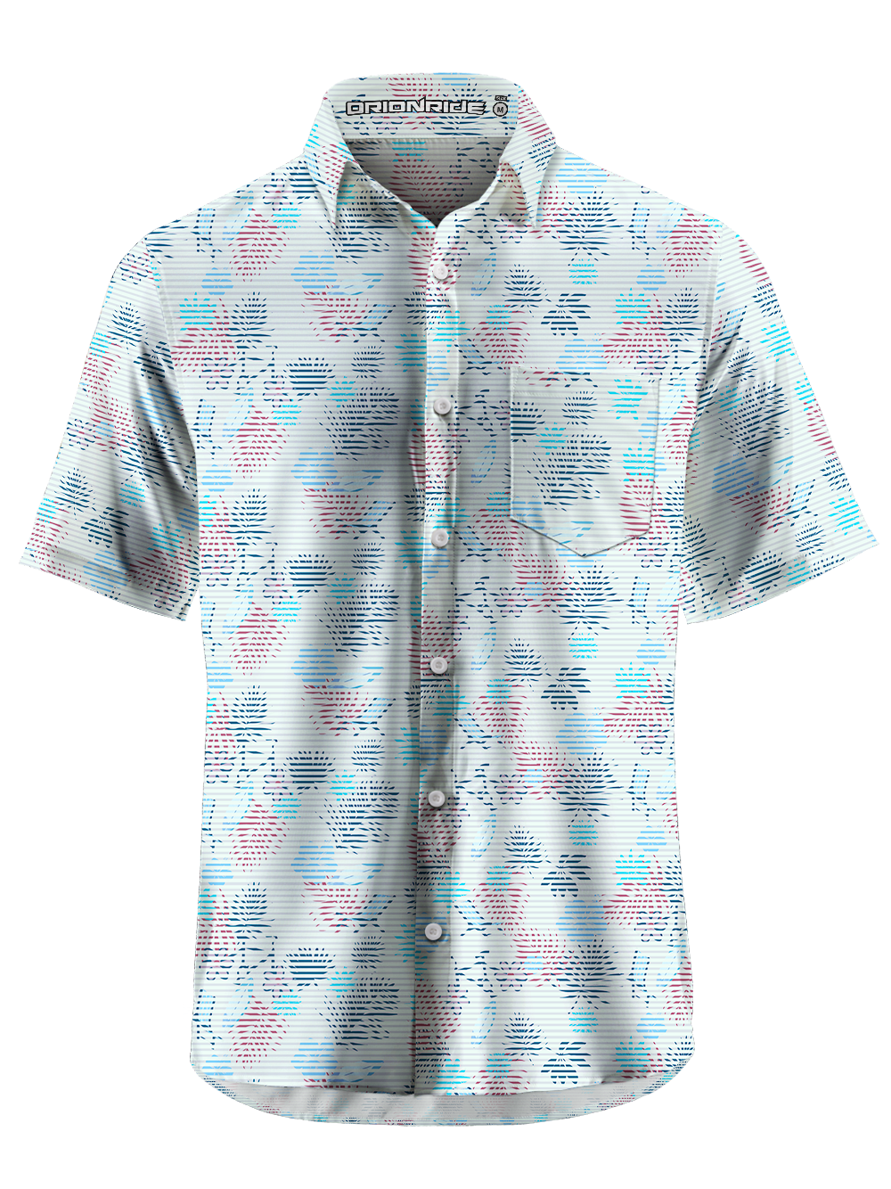 Orionride Striped Floral Zipper Pockets Ultra Lightweight Short Sleeves Gravel Shirt