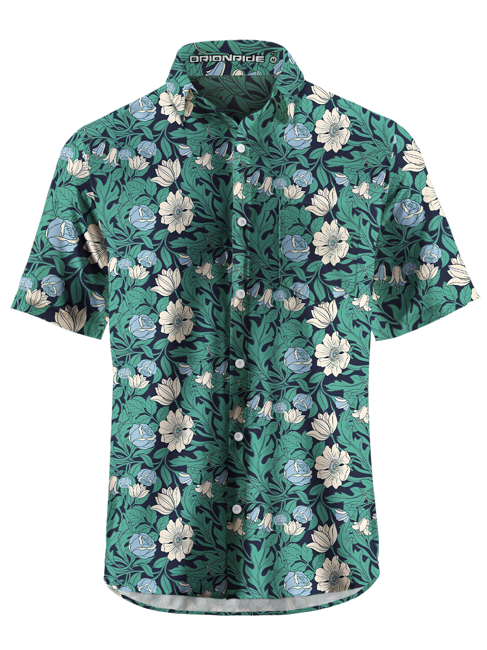 Orionride Numerous Bellflowers Zipper Pockets Ultra Lightweight Short Sleeves Gravel Shirt