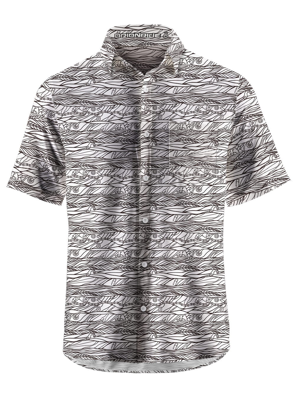 Orionride Chain Tire Tracks Zipper Pockets Ultra Lightweight Short Sleeves Gravel Shirt