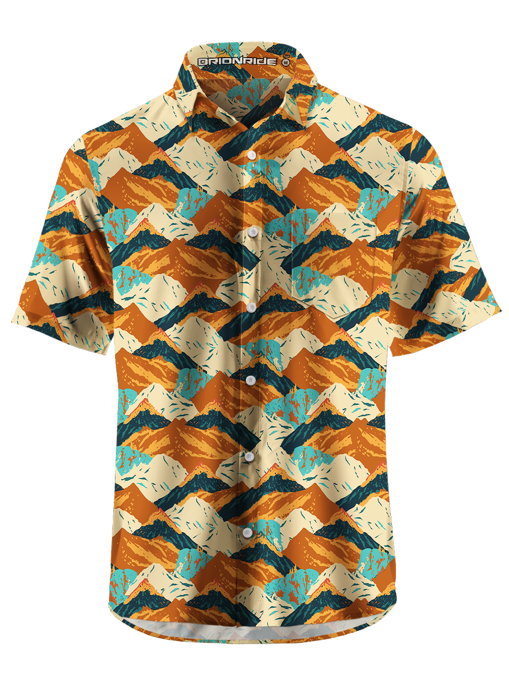 Orionride Geometric Mountains Zipper Pockets Ultra Lightweight Short Sleeves Gravel Shirt