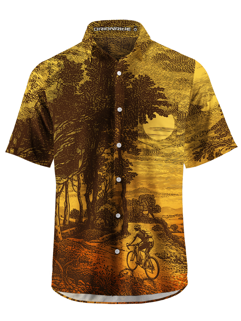 Orionride Golden Forest Zipper Pockets Ultra Lightweight Short Sleeves Gravel Shirt