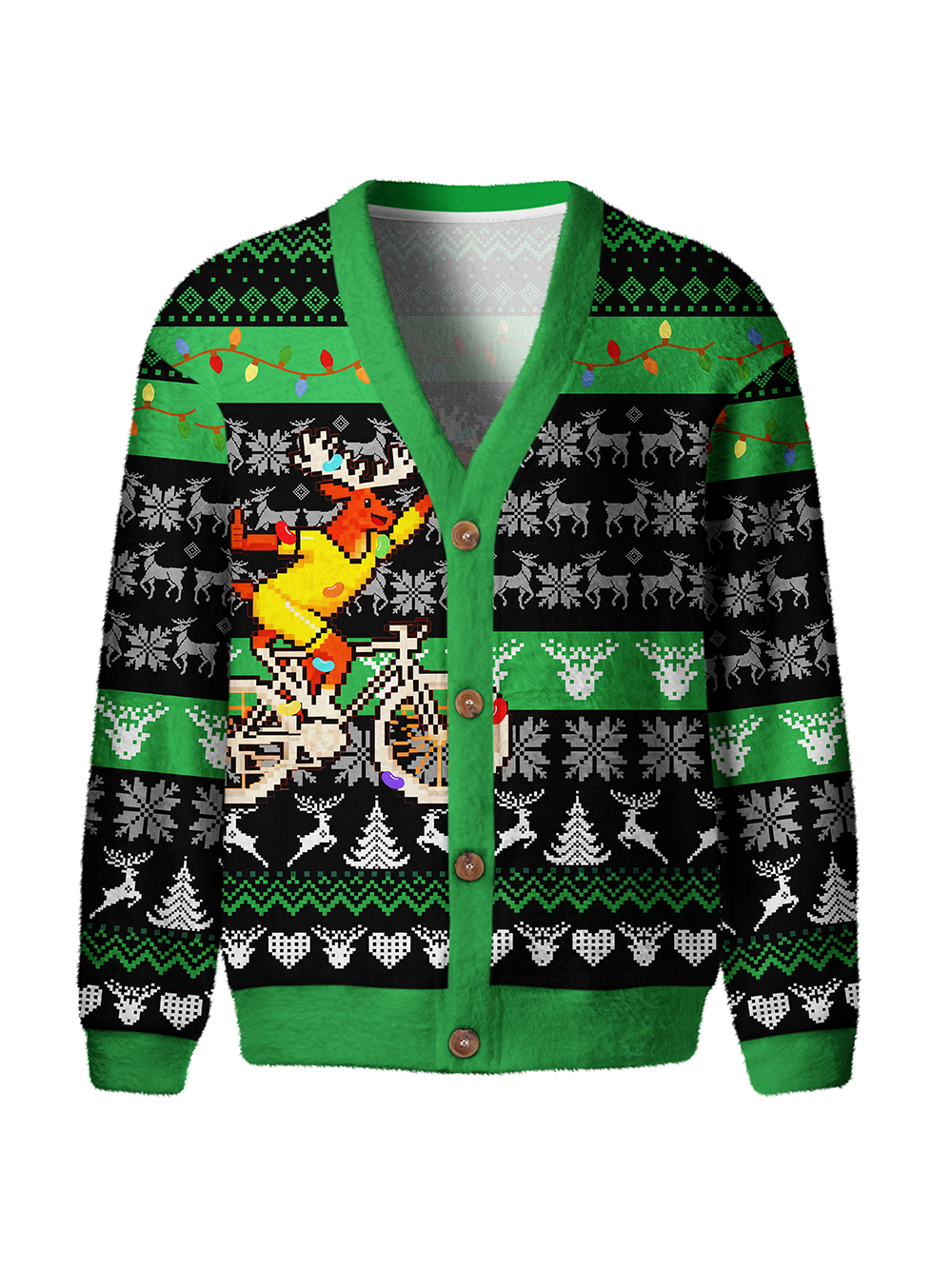 Orionride Happy Reindeer Men's Cardigan Knit Sweaters