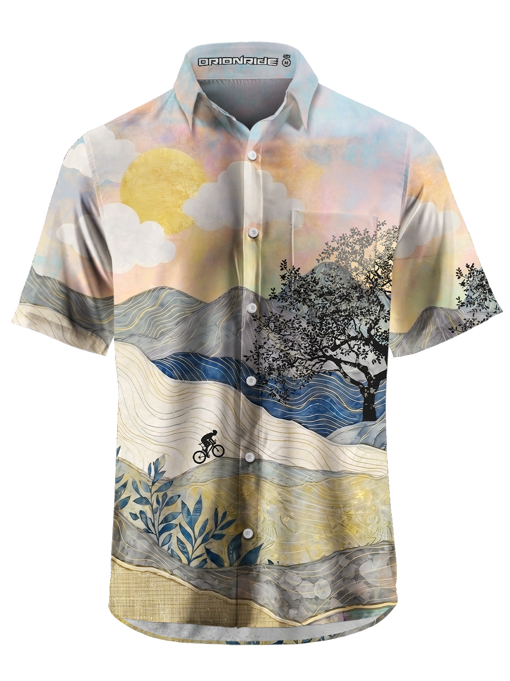 Orionride Mountains And Rivers Zipper Pockets Ultra Lightweight Short Sleeves Gravel Shirt