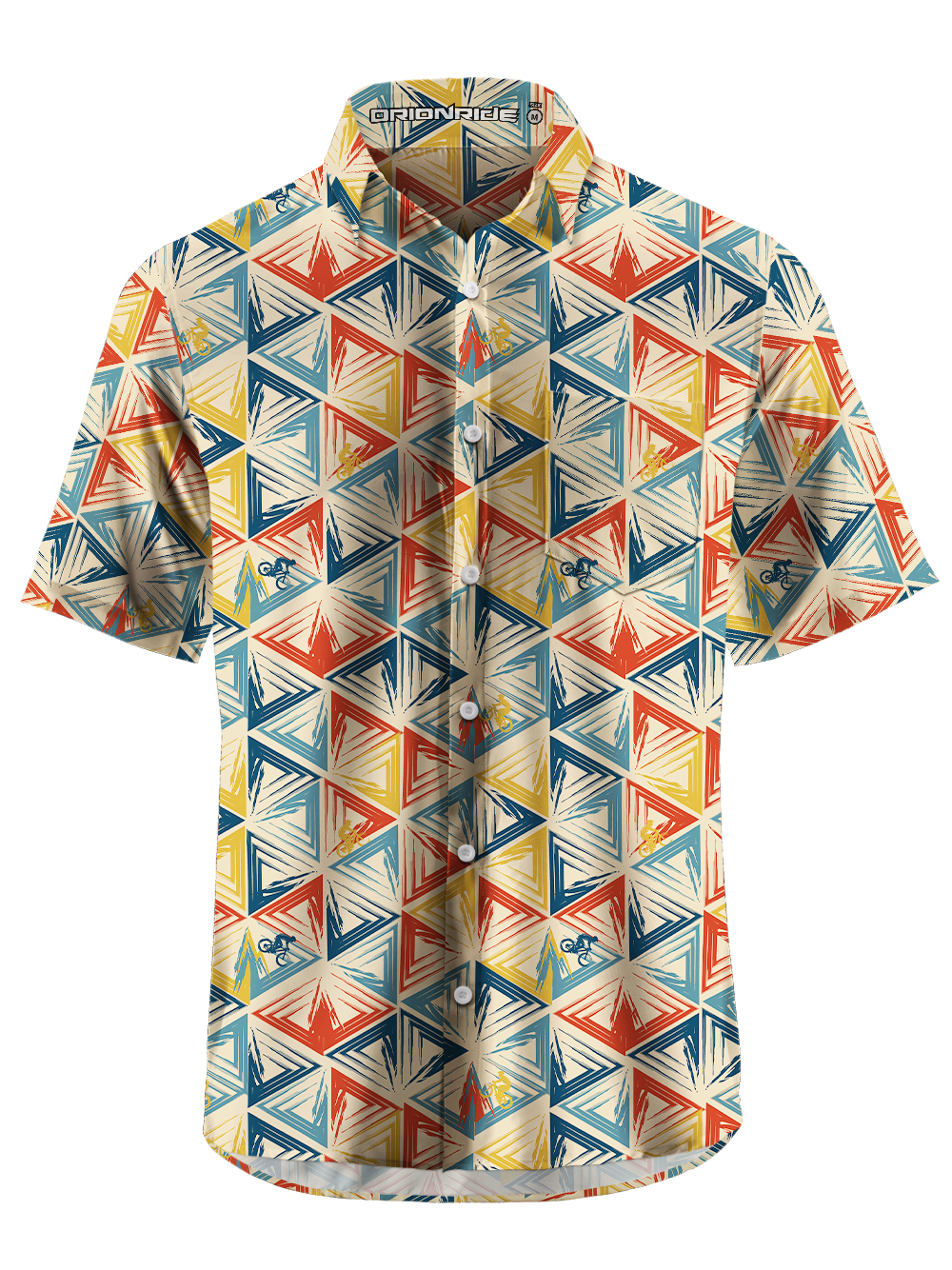 Orionride Rhombic Lattice Zipper Pockets Ultra Lightweight Short Sleeves Gravel Shirt