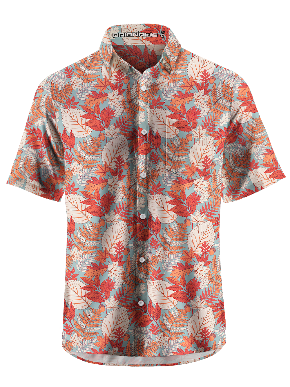 Orionride Autumn Leaf Zipper Pockets Ultra Lightweight Short Sleeves Gravel Shirt