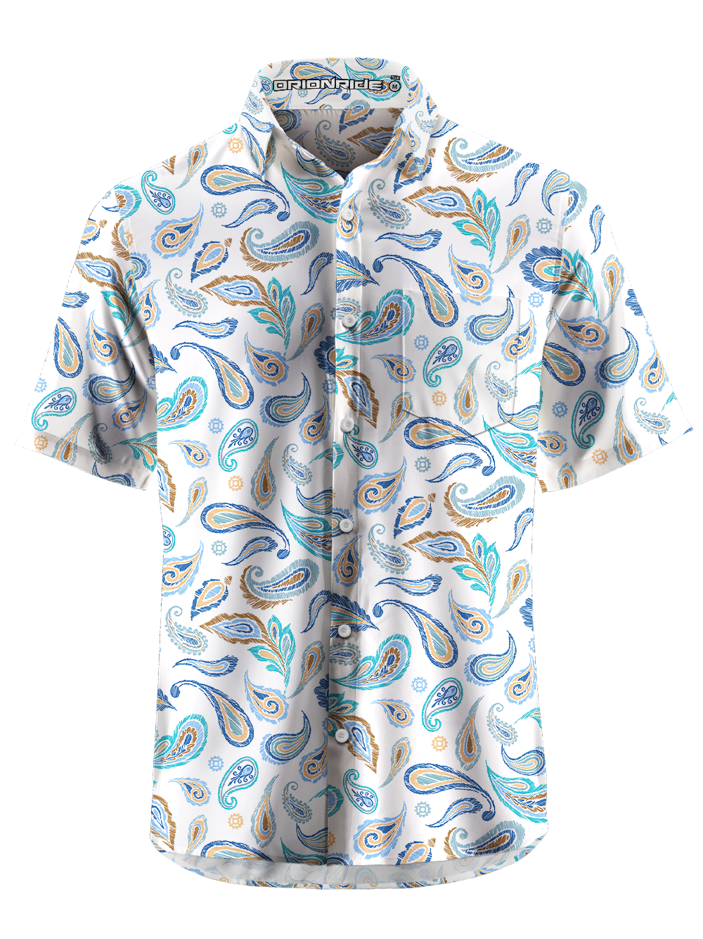 Orionride Swirling Pattern Zipper Pockets Ultra Lightweight Short Sleeves Gravel Shirt