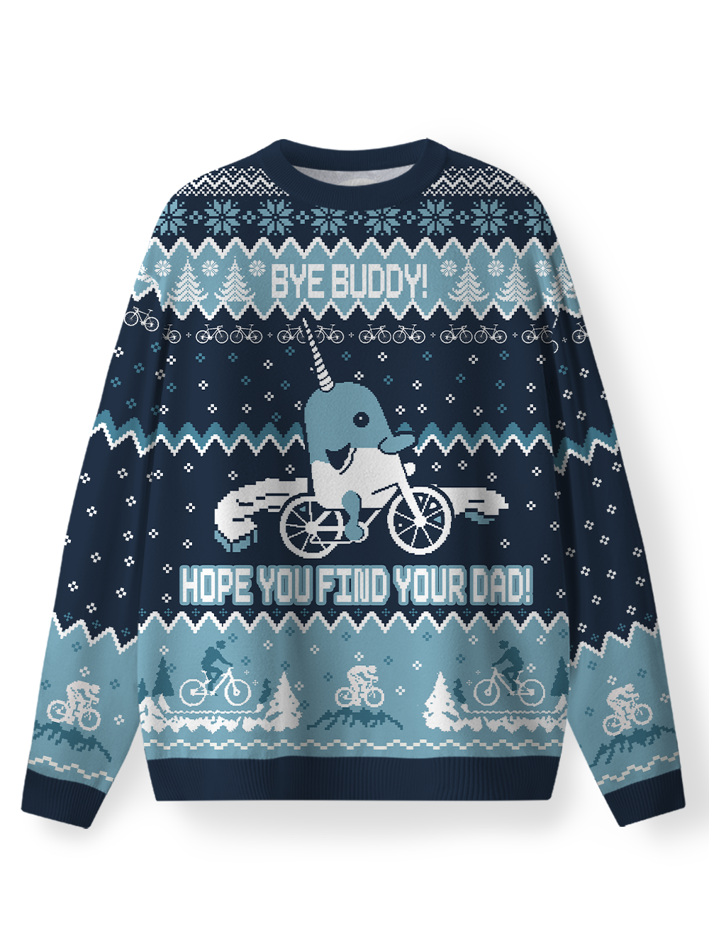Orionride Narwhal Riding A Bicycle Women's Sweaters