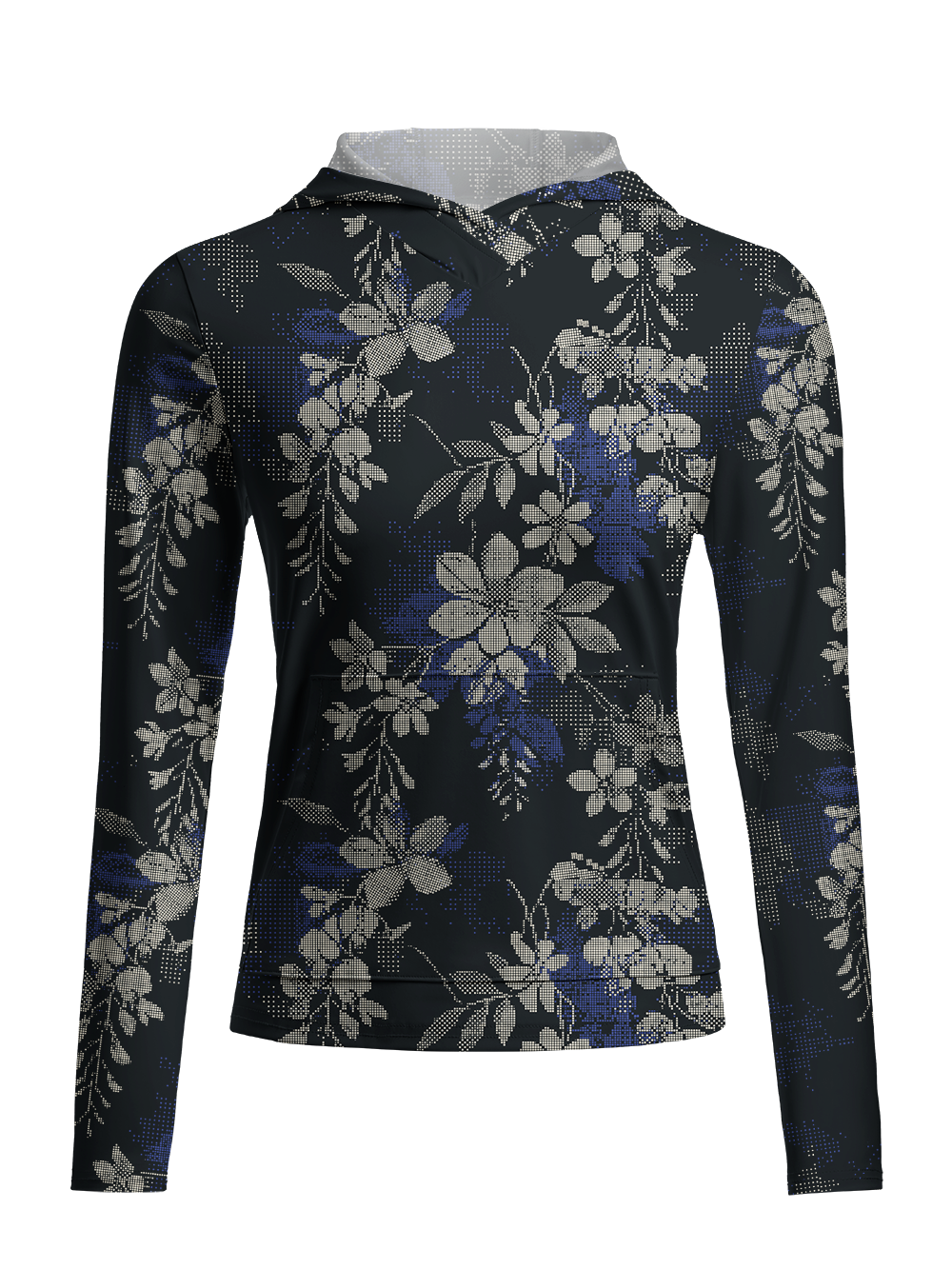 Orionride Pixel Flowers Women's Long Sleeve Cycling Hoodie Shirt