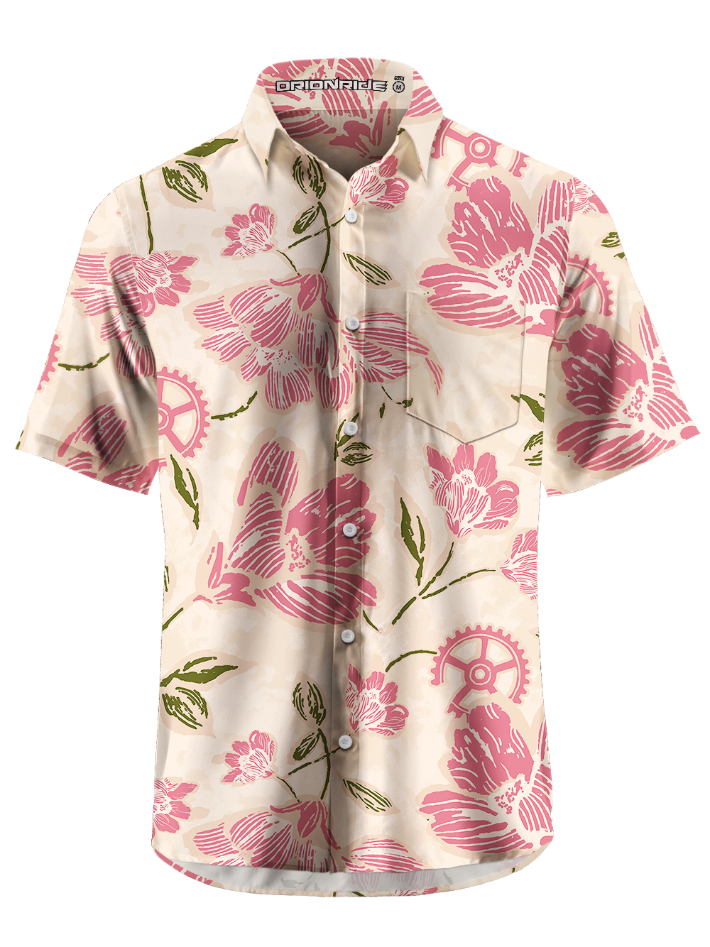 Orionride Floral Art Zipper Pockets Ultra Lightweight Short Sleeves Gravel Shirt