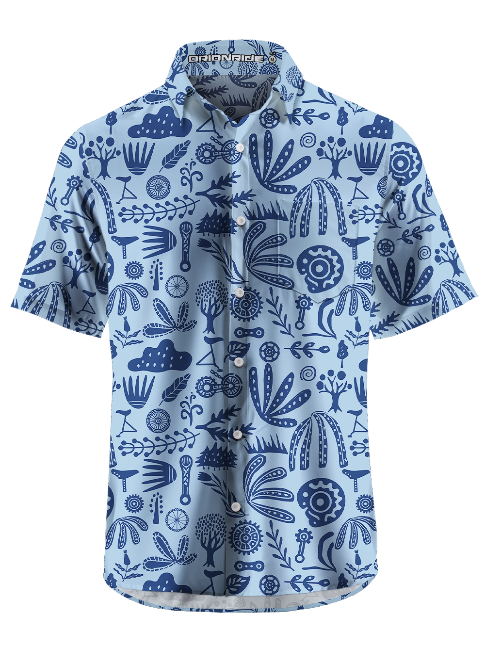 Orionride Totem Arrangement Zipper Pockets Ultra Lightweight Short Sleeves Gravel Shirt