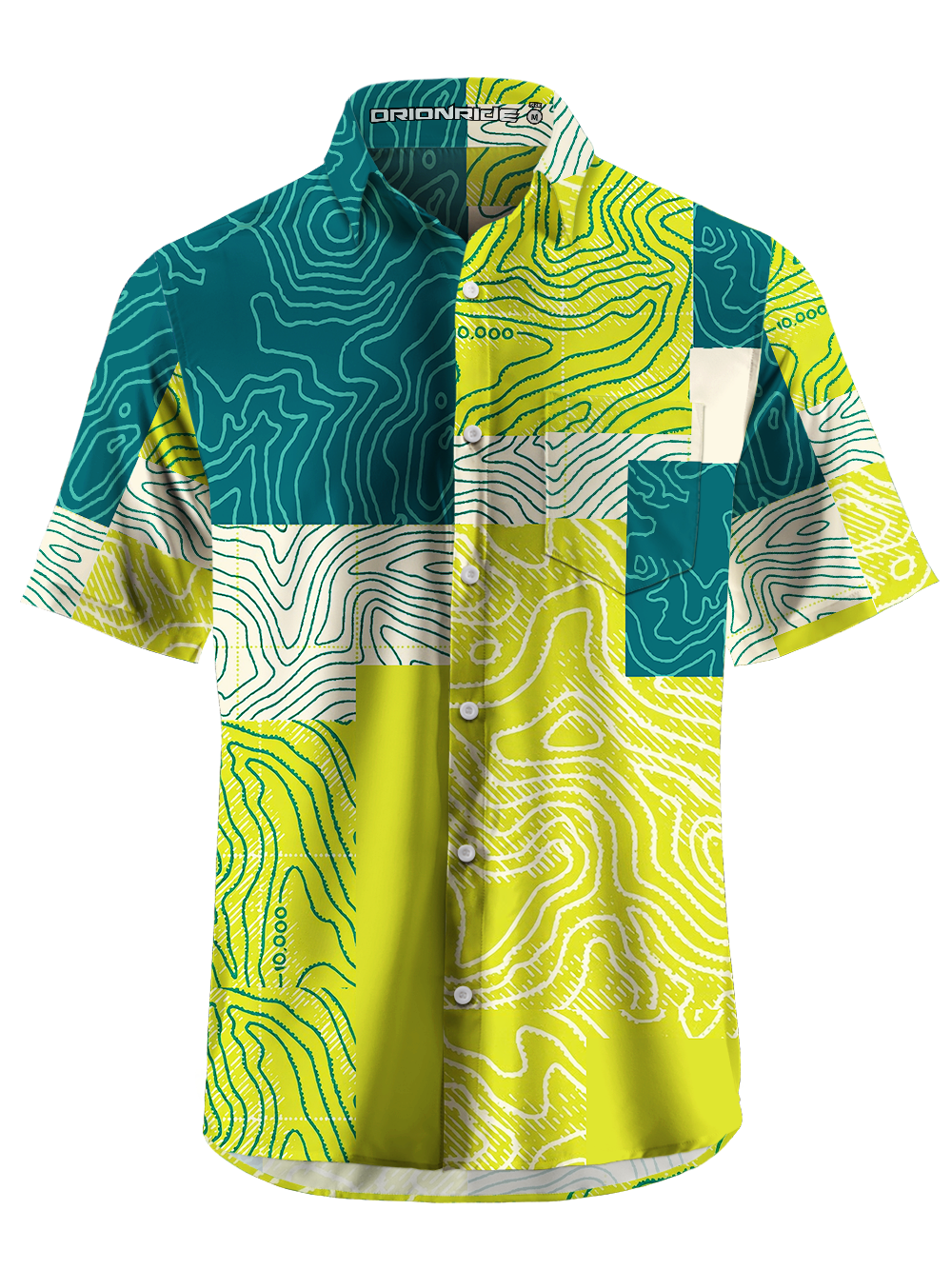 Orionride Topographic Map Zipper Pockets Ultra Lightweight Short Sleeves Gravel Shirt