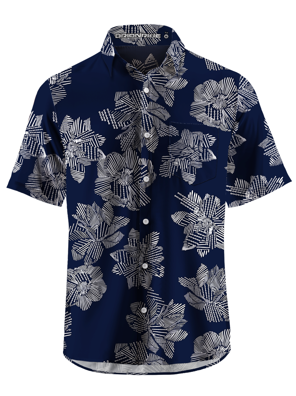 Orionride Diagonal Flowers Zipper Pockets Ultra Lightweight Short Sleeves Gravel Shirt