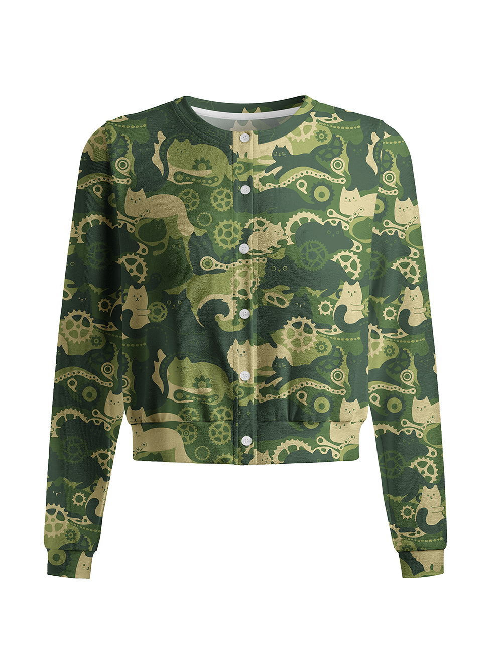 Orionride Cat Playing With Gears Women's Knitted Cardigan