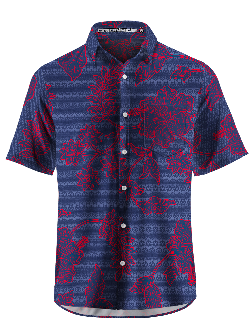 Orionride Large Hibiscus Flowers Zipper Pockets Ultra Lightweight Short Sleeves Gravel Shirt