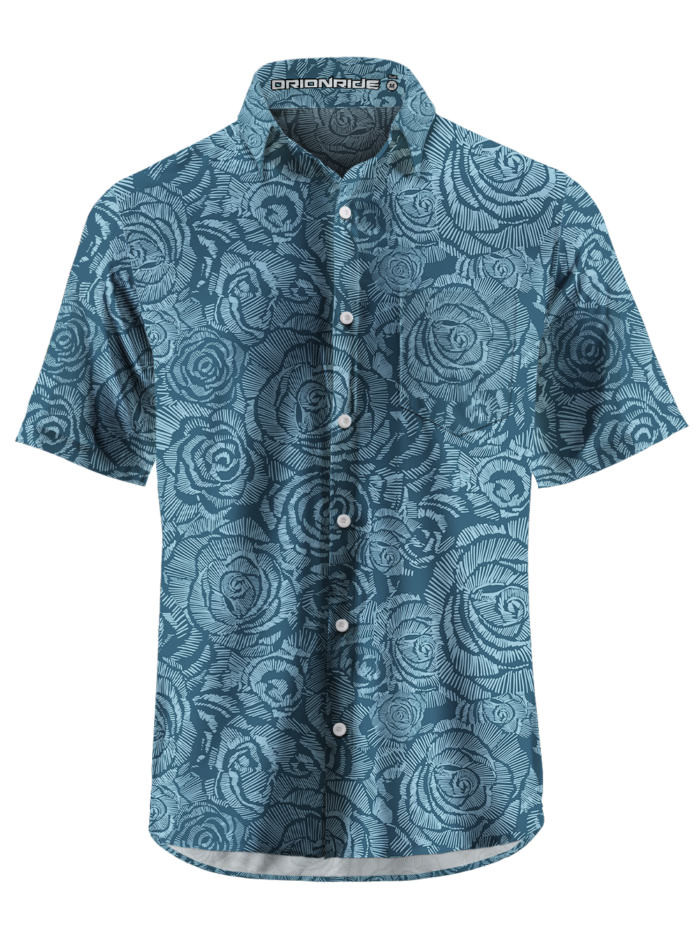 Orionride Rose Outline Zipper Pockets Ultra Lightweight Short Sleeves Gravel Shirt