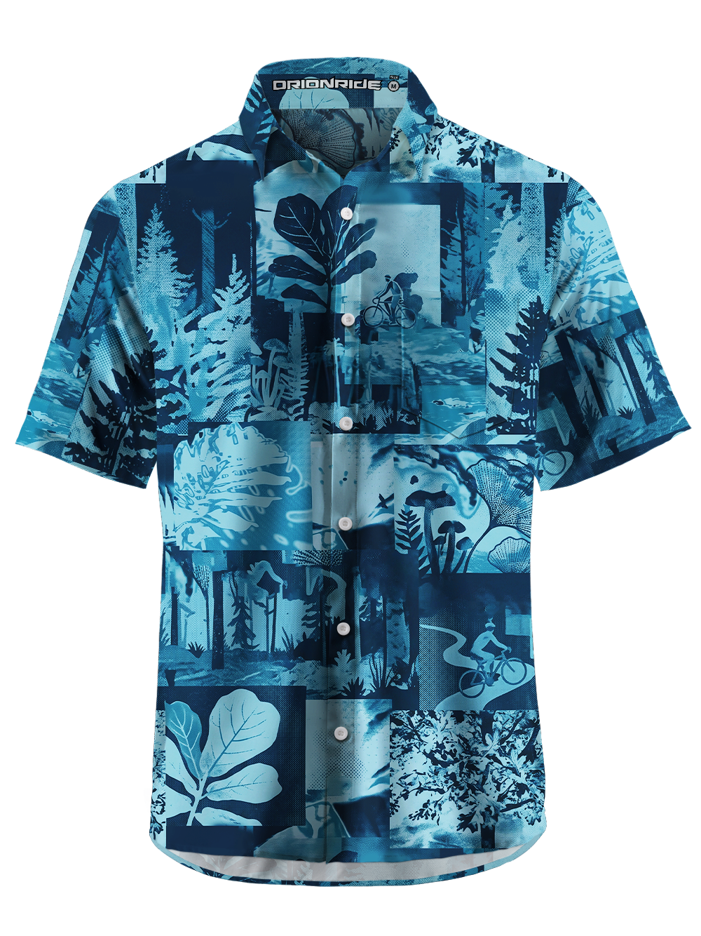 Orionride Mystery Blue Zipper Pockets Ultra Lightweight Short Sleeves Gravel Shirt