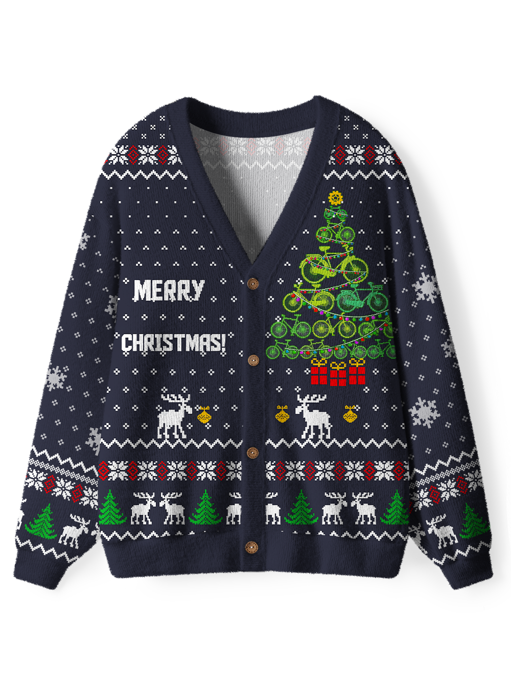 Orionride Bicycle Christmas Tree Men's Cardigan Knit Sweaters