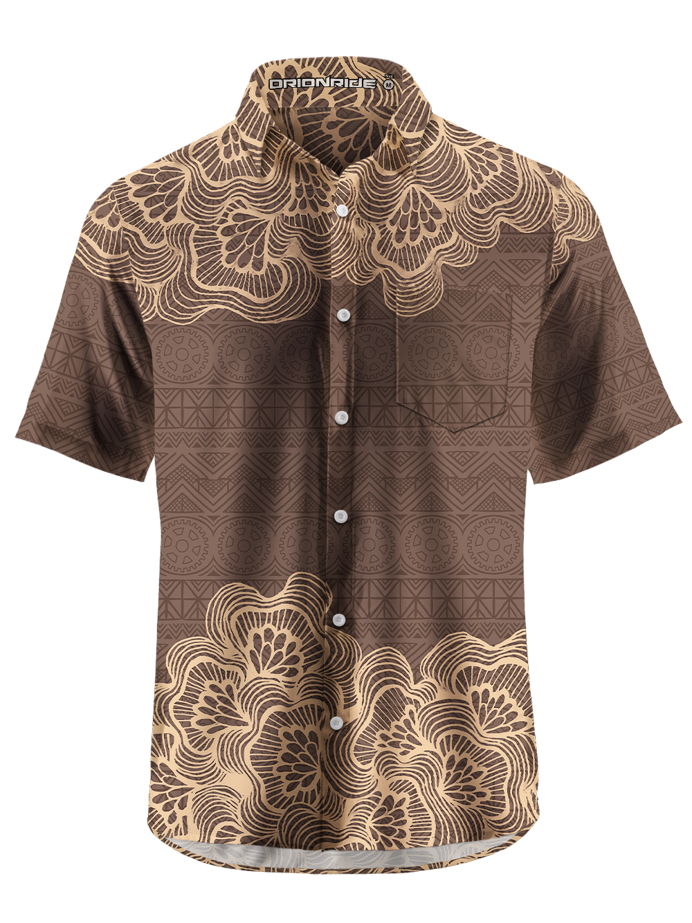 Orionride Floral Shadow Pattern Zipper Pockets Ultra Lightweight Short Sleeves Gravel Shirt