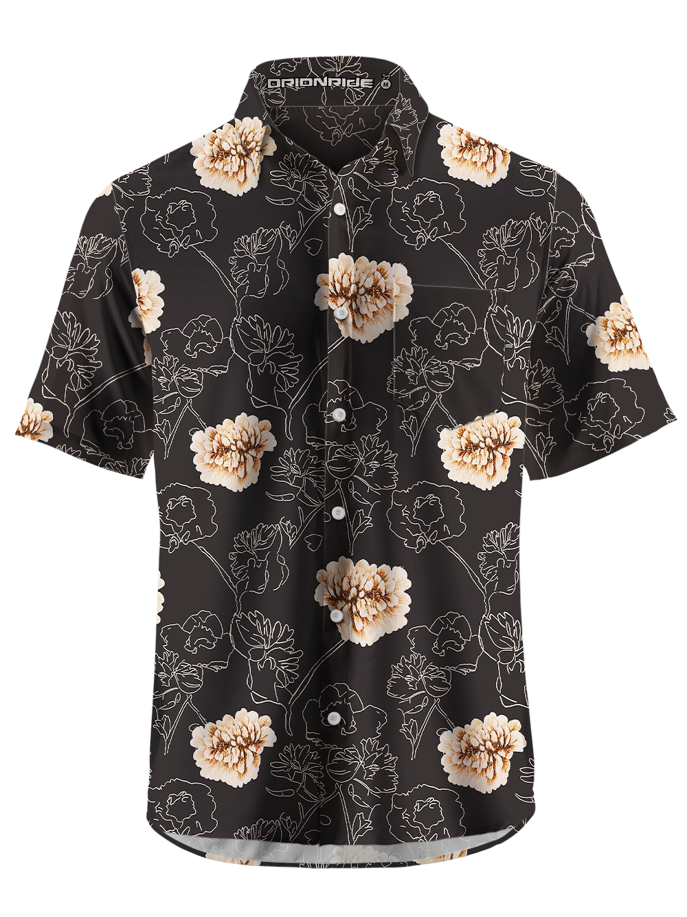 Orionride Pure Flowers Zipper Pockets Ultra Lightweight Short Sleeves Gravel Shirt