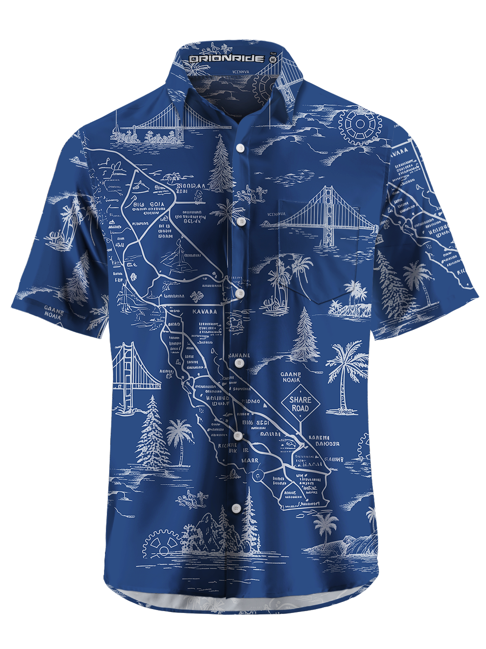 Orionride California Coastline Zipper Pockets Ultra Lightweight Short Sleeves Gravel Shirt