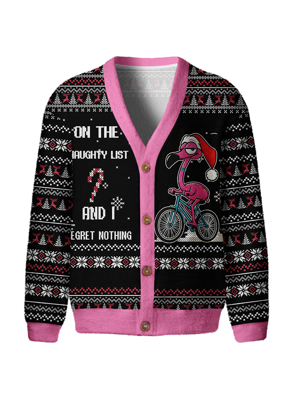 Orionride Flamingo Riding A Bicycle Men's Cardigan Knit Sweaters