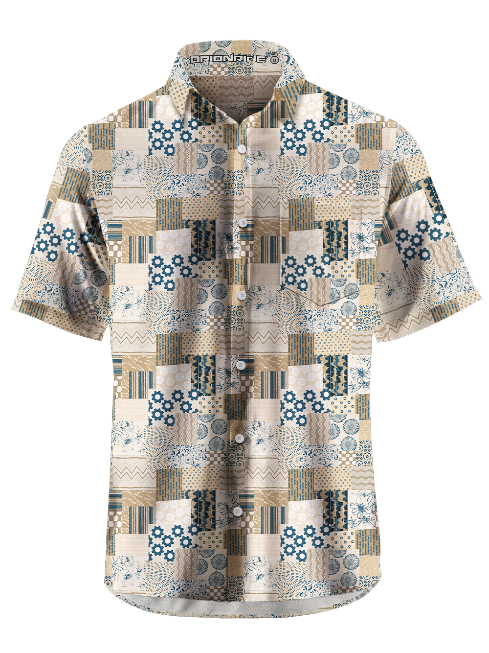 Orionride Grid World Zipper Pockets Ultra Lightweight Short Sleeves Gravel Shirt
