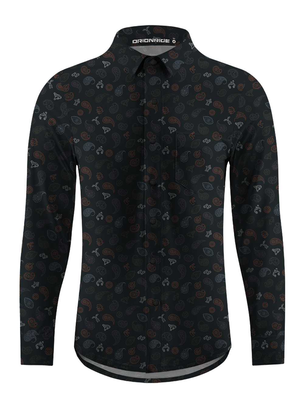 Orionride Strange Cashew Flower Men's Stretchy Breathable Long Sleeve Gravel Shirt