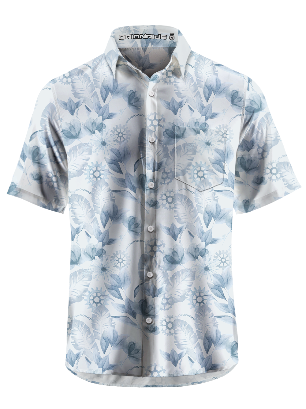 Orionride Ink Flower Zipper Pockets Ultra Lightweight Short Sleeves Gravel Shirt