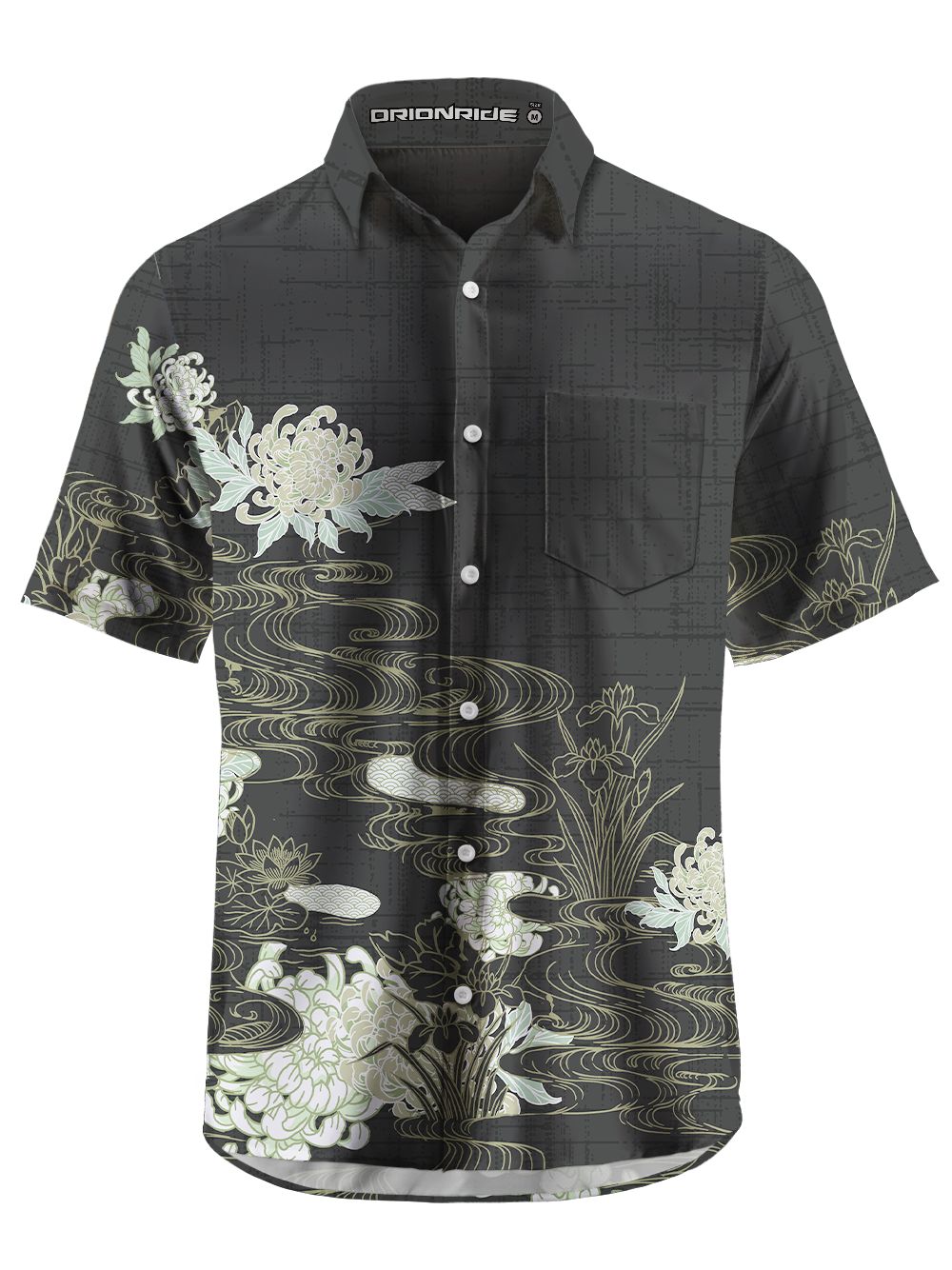 Orionride Golden Chrysanthemum Zipper Pockets Ultra Lightweight Short Sleeves Gravel Shirt
