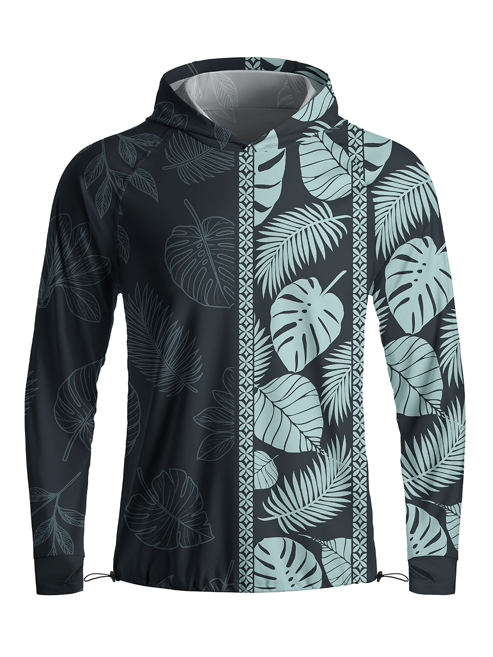 Orionride Striped Monstera Deliciosa Long Sleeve Cycling Hoodie Shirt