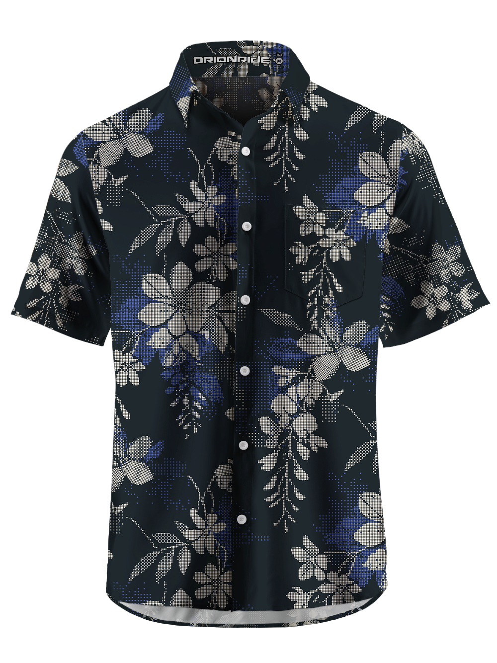 Orionride Pixel Flowers Zipper Pockets Ultra Lightweight Short Sleeves Gravel Shirt