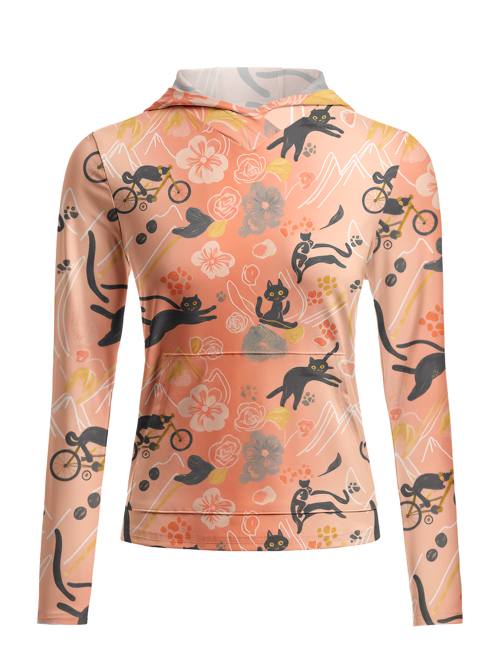 Orionride Leisurely Cat Women's Long Sleeve Cycling Hoodie Shirt