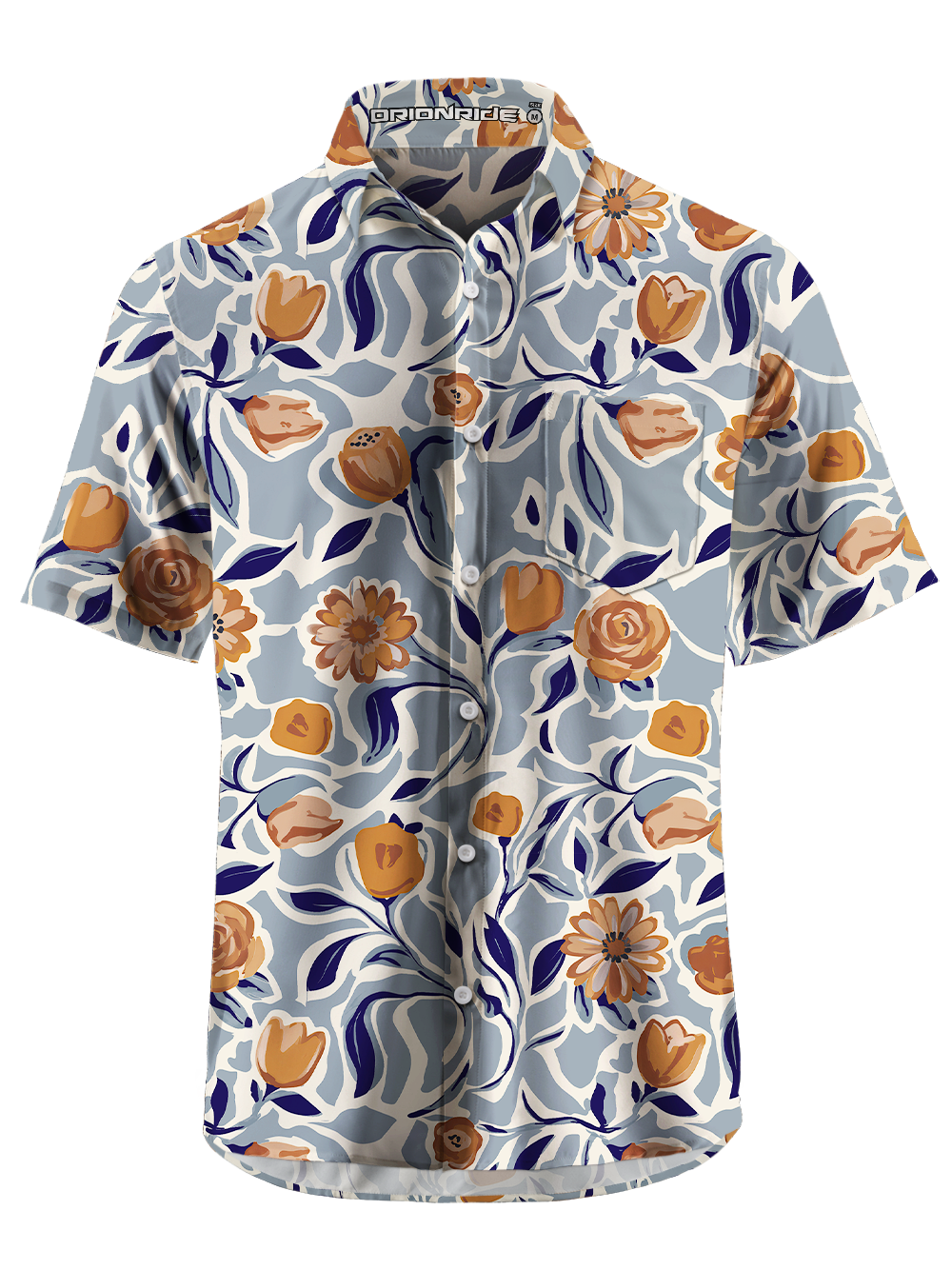 Orionride Vine Flower Code Zipper Pockets Ultra Lightweight Short Sleeves Gravel Shirt