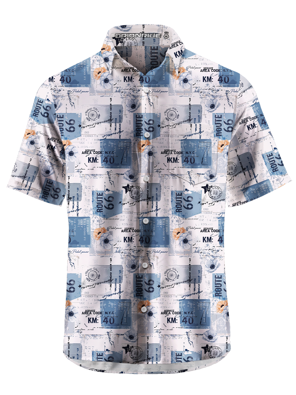 Orionride Highway Stamps Zipper Pockets Ultra Lightweight Short Sleeves Gravel Shirt