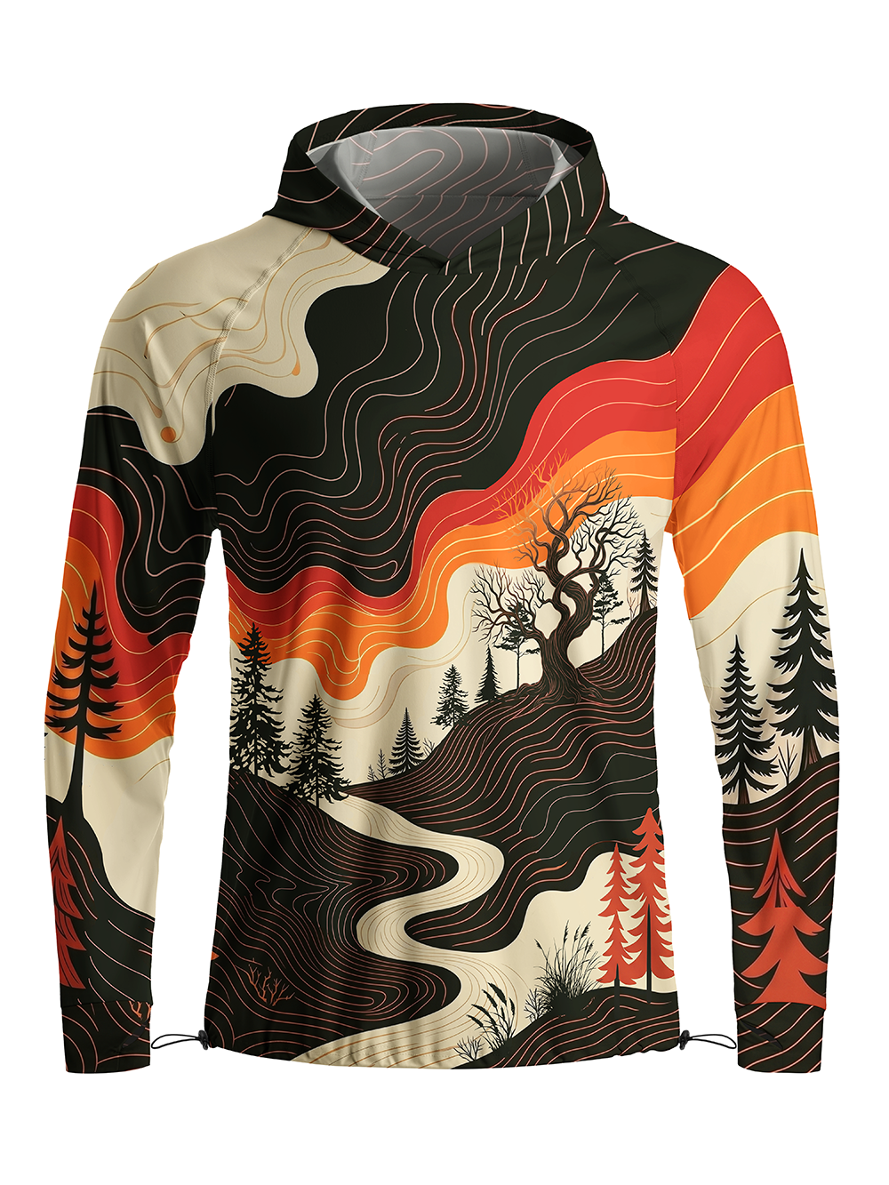 Orionride Topographical Poems Long Sleeve Cycling Hoodie Shirt