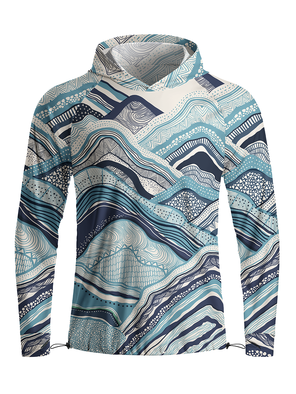 Orionride Layered Mountains And Seas Long Sleeve Cycling Hoodie Shirt