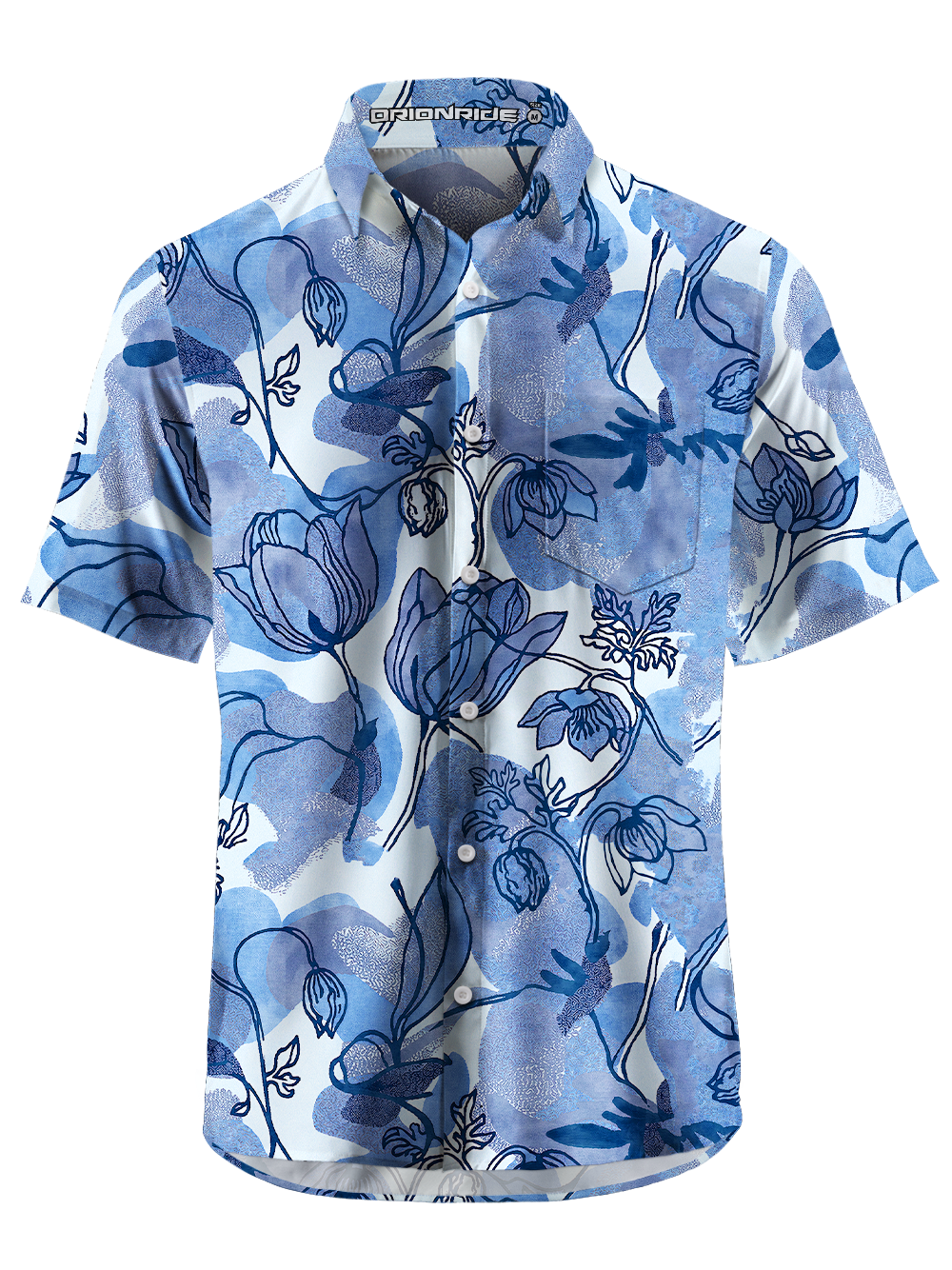 Orionride Boho Bloom Zipper Pockets Ultra Lightweight Short Sleeves Gravel Shirt