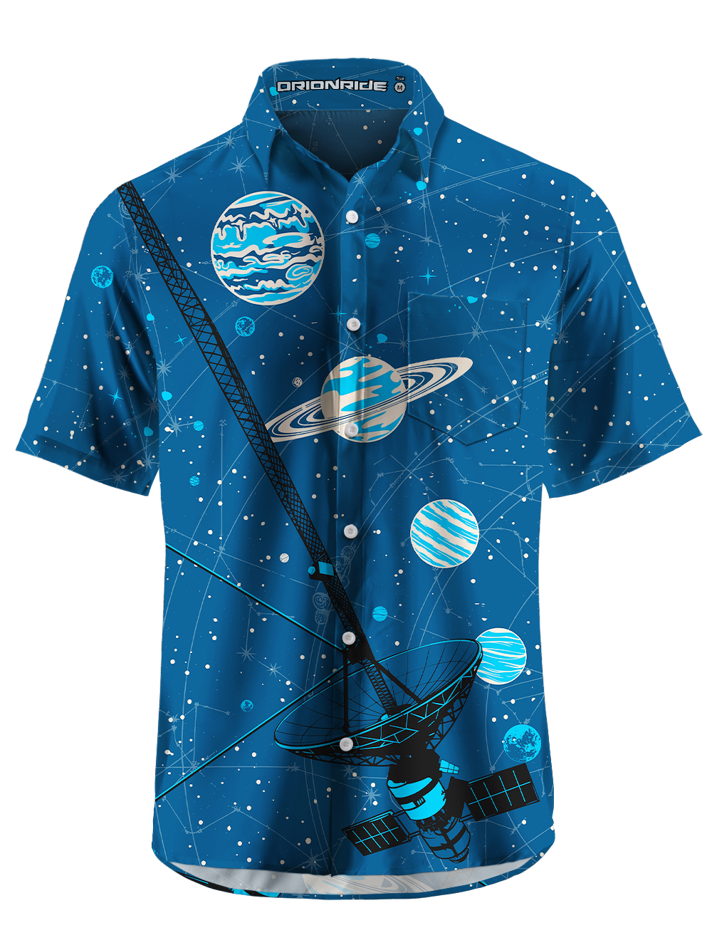Orionride Starry Sky Background Zipper Pockets Ultra Lightweight Short Sleeves Gravel Shirt