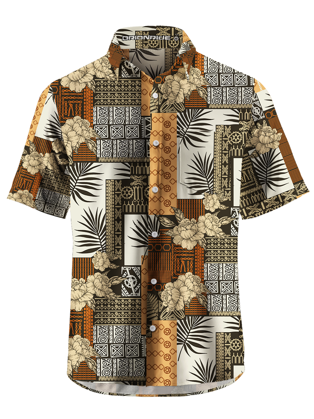 Orionride Hibiscus Totem Zipper Pockets Ultra Lightweight Short Sleeves Gravel Shirt
