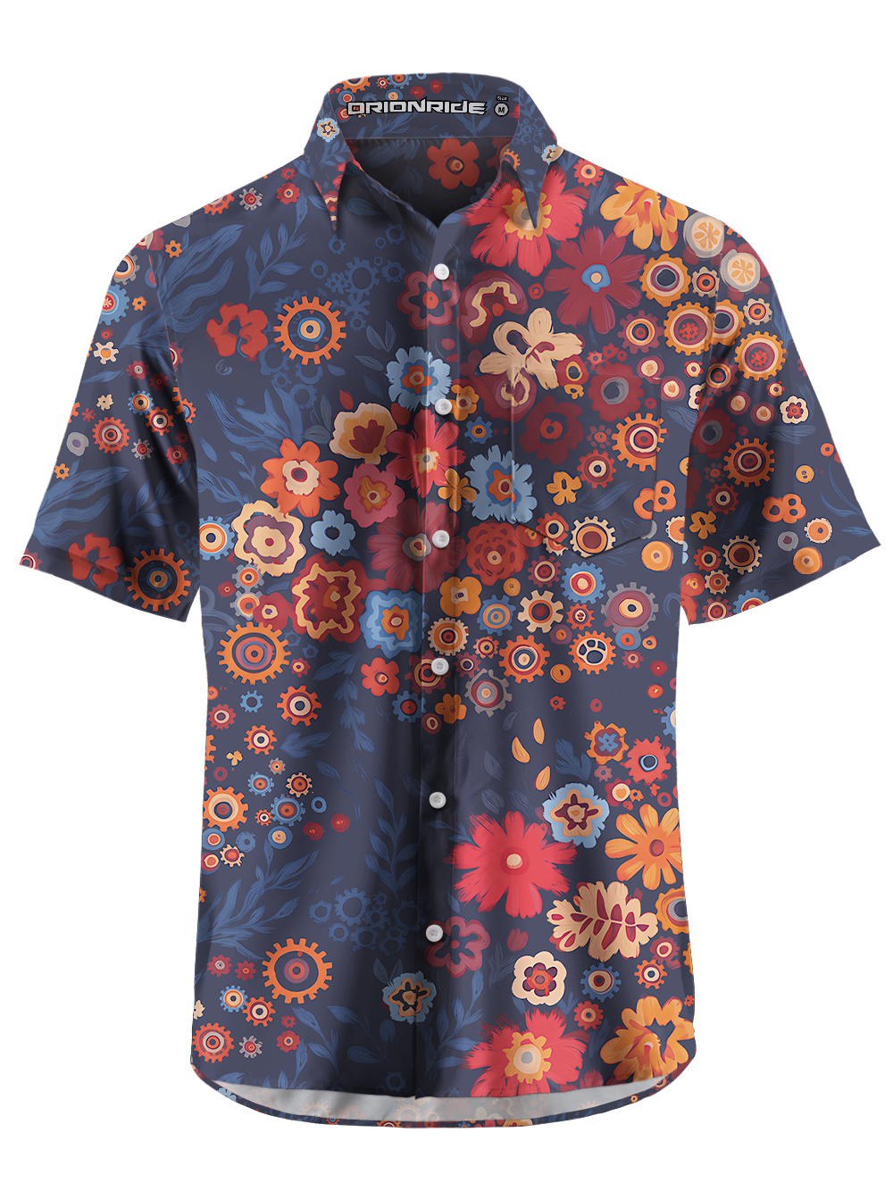 Orionride Mechanical Florals Zipper Pockets Ultra Lightweight Short Sleeves Gravel Shirt