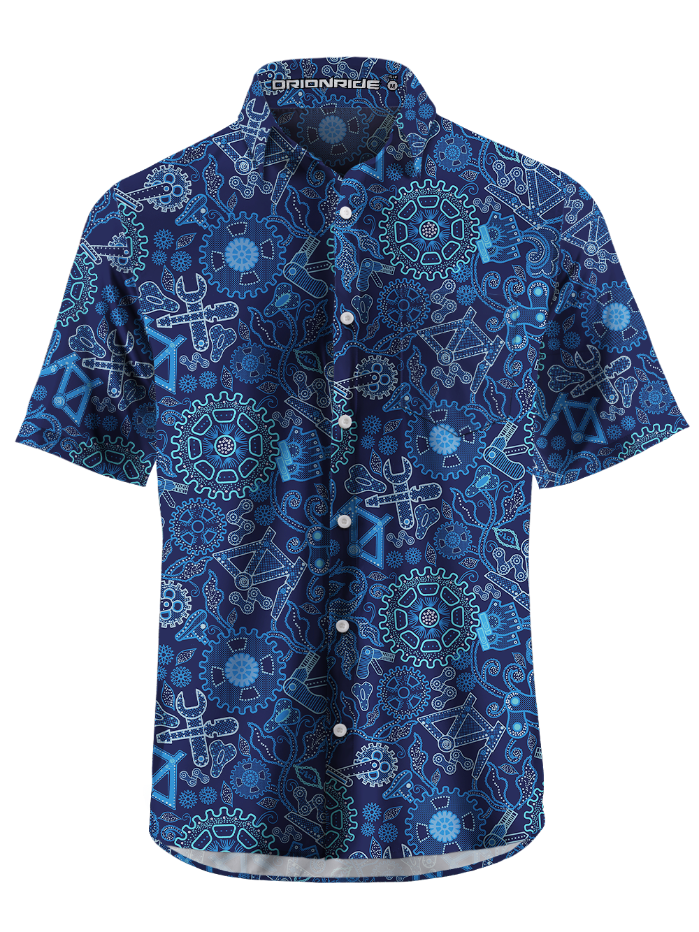 Orionride Batik Gears Zipper Pockets Ultra Lightweight Short Sleeves Gravel Shirt