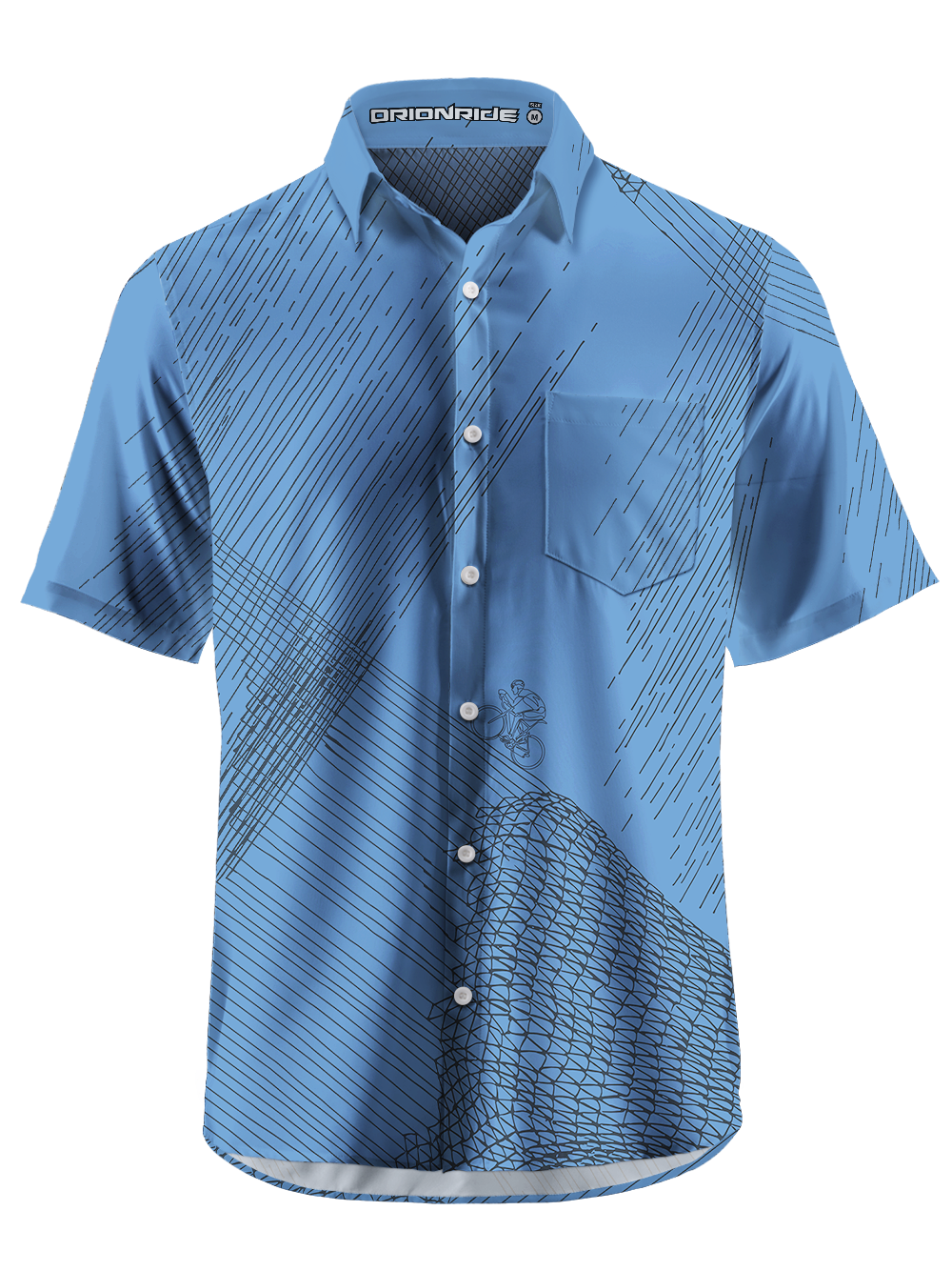 Orionride Topographical Sketch Zipper Pockets Ultra Lightweight Short Sleeves Gravel Shirt