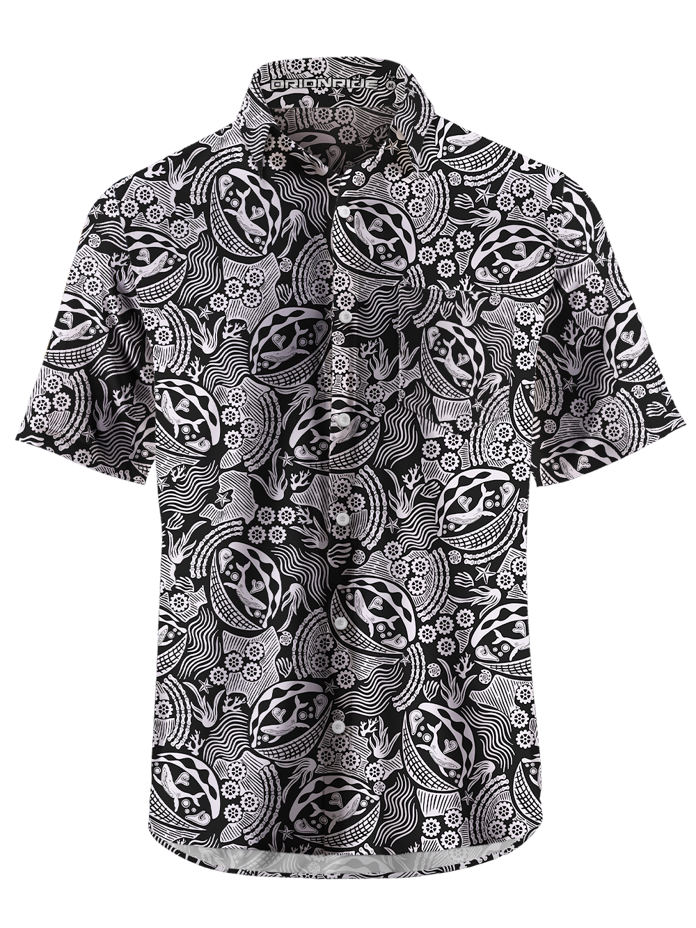 Orionride Retro Nautical Zipper Pockets Ultra Lightweight Short Sleeves Gravel Shirt