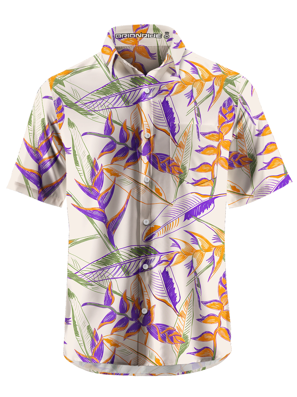 Orionride Tropical Palm Leaves Zipper Pockets Ultra Lightweight Short Sleeves Gravel Shirt