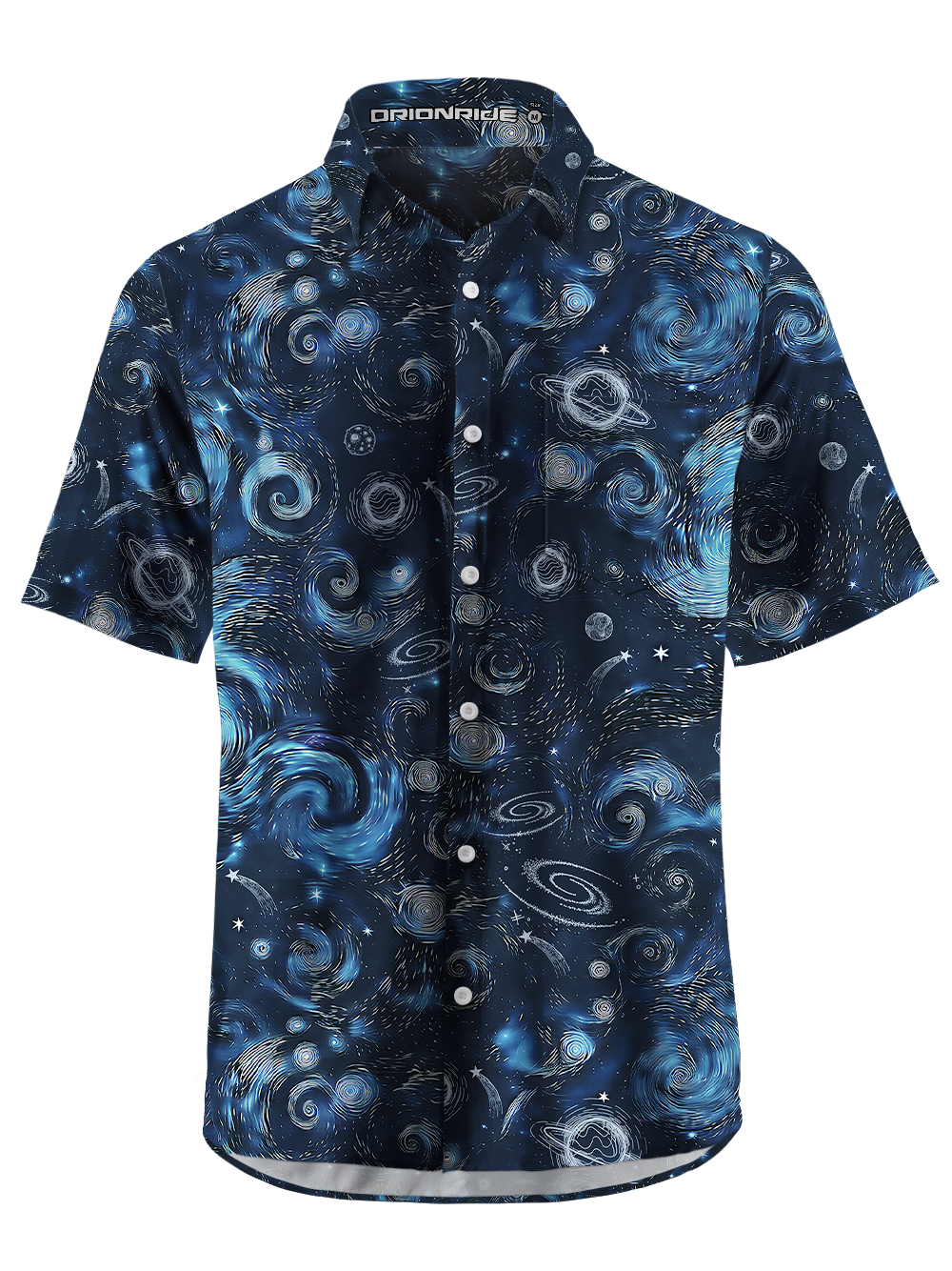 Orionride Vast Starry Sky Zipper Pockets Ultra Lightweight Short Sleeves Gravel Shirt