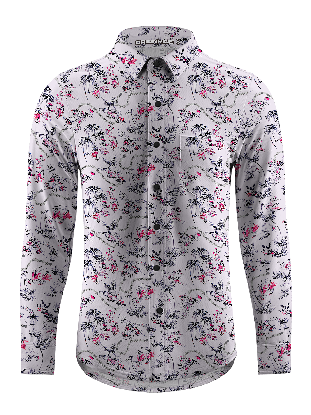 Orionride Chain And Flowers Men's Stretchy Breathable Long Sleeve Gravel Shirt