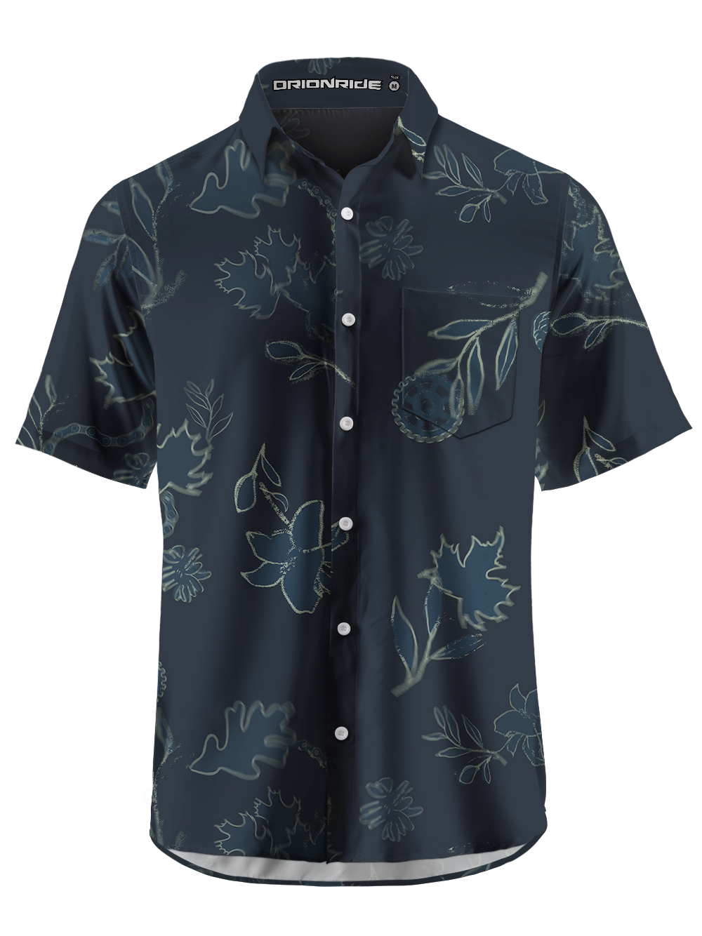 Orionride Flowers Scattered Zipper Pockets Ultra Lightweight Short Sleeves Gravel Shirt